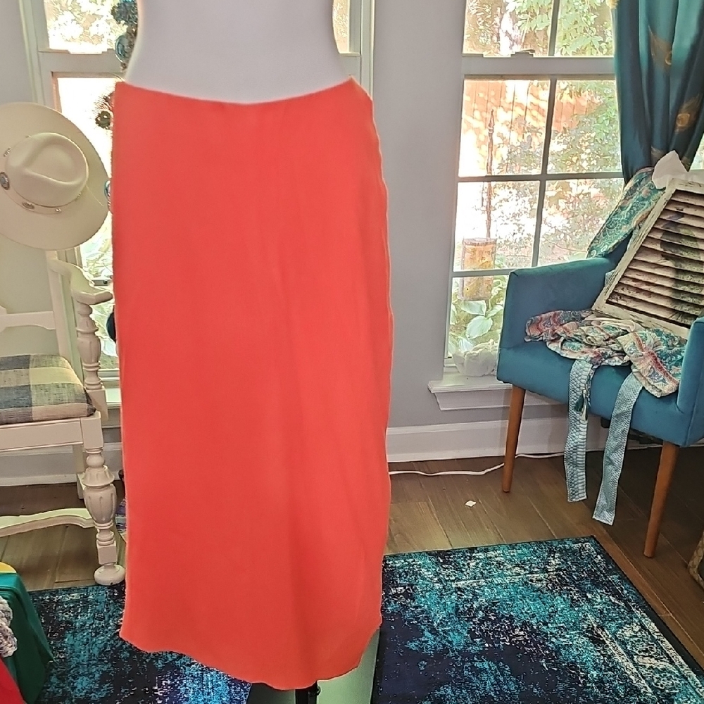 Bailey 44 Orange Pink Midi Slip Skirt for Casual Wear